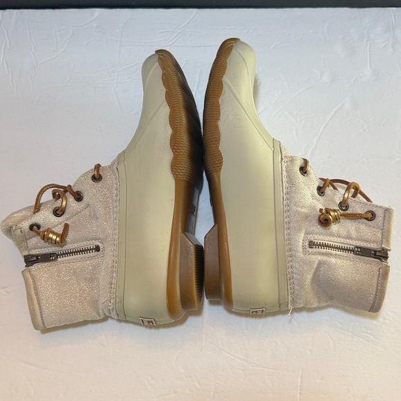 SPERRY Duck Boots Womens Sz 7.5 Cream Saltwater Sparkle - Picture 7 of 15
